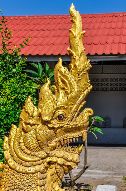 Golden dragon statue in Chiang Mai, Thailand - Photo, Image