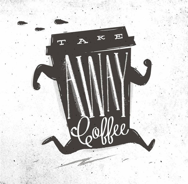 Poster take away koffie - Vector, afbeelding