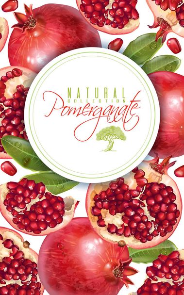 Pomegranate vertical round banner - Wektor, obraz