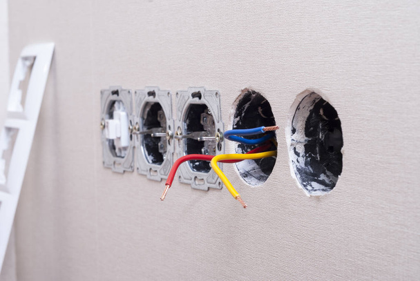 installation of electrical outlets - Photo, Image