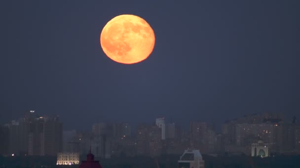 Pełnia księżyca nad miastem. Kijów, Ukraina - Materiał filmowy, wideo