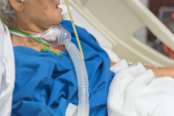 Patient do tracheostomy and ventilator in hospital - Photo, Image