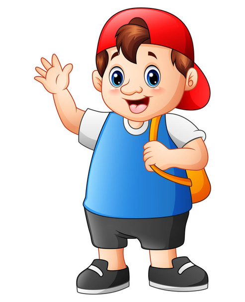 Жирный школьник мультфильм ходить в школу
 - Вектор,изображение