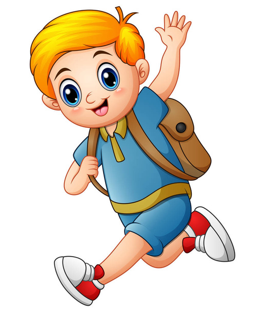 Cute boy go to school - Vector, Image