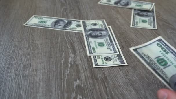 young businessman throws a hundred dollar bill - Footage, Video