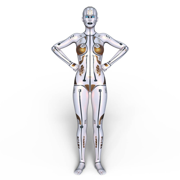 3D-s cg visszaadás-ból egy női robot - Fotó, kép