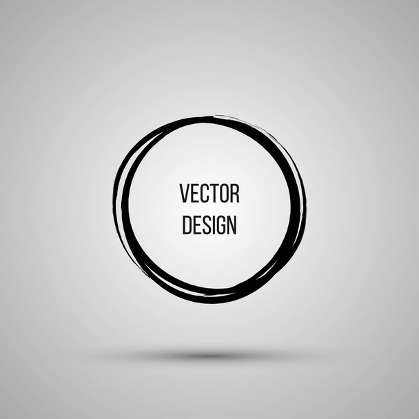 Hand drawn circle shape. Label, logo design element, frame. Brush abstract wave. Vector illustration. - Vector, Image