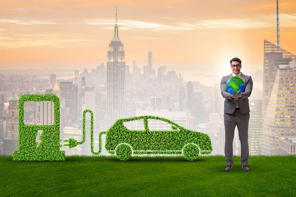 Electric car concept in green environment concept - Photo, Image