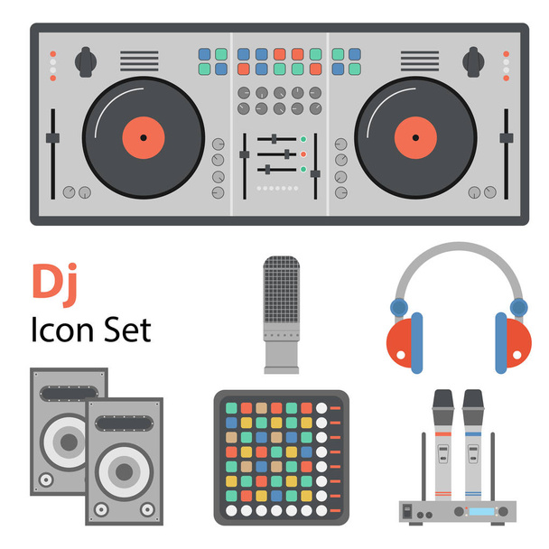 DJ lapos készlet - Vektor, kép