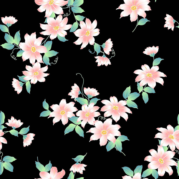Japanse stijl Clematis patroon - Vector, afbeelding