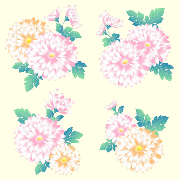 Japanese style chrysanthemum - Vector, imagen