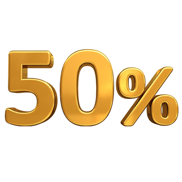 Gold 50%, Fifty Percent Discount Sign - Foto, immagini