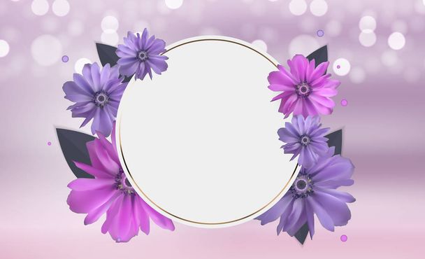 Аннотация Anemone Flower Realistic Vector Frame
 - Вектор,изображение