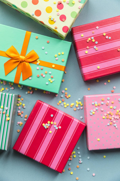 Holidays giftboxes on the pastel mint background for - Фото, зображення
