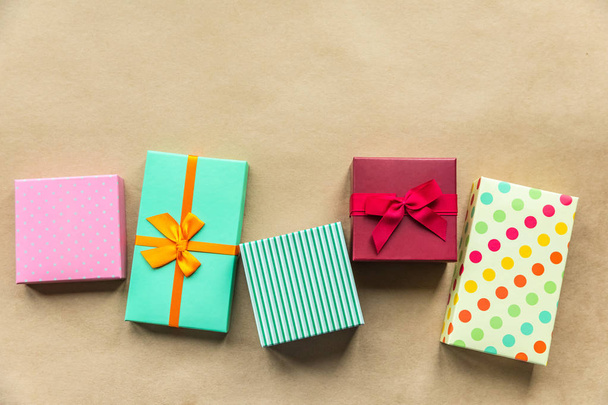 Holidays giftboxes on the pastel mint background for mother's day, christmas, birthday party - 写真・画像