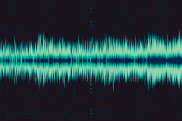 onde électronique. onde de fréquence sonore. oscilloscope signal de forme d'onde numérique sur l'illustration de l'écran vert
. - Photo, image