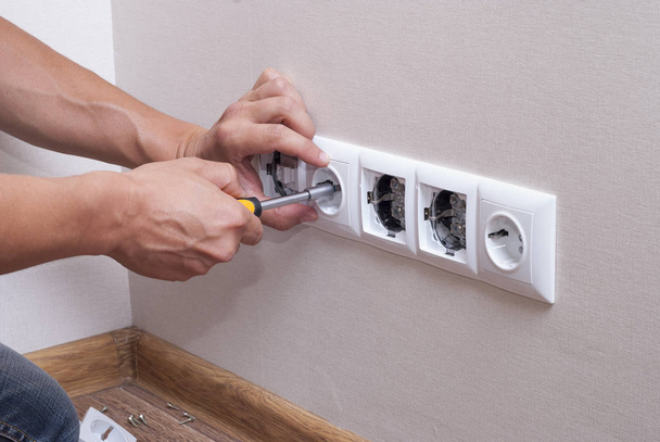 installation of electrical sockets - Photo, Image