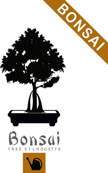silhouet van bonsai boom  - Vector, afbeelding