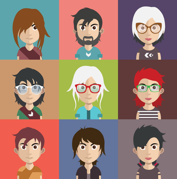 conjunto de avatares masculinos e femininos
 - Vetor, Imagem