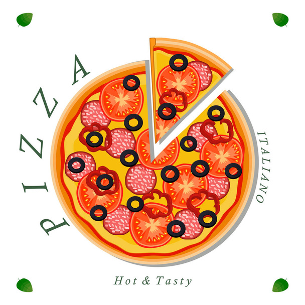 色のピザ - ベクター画像