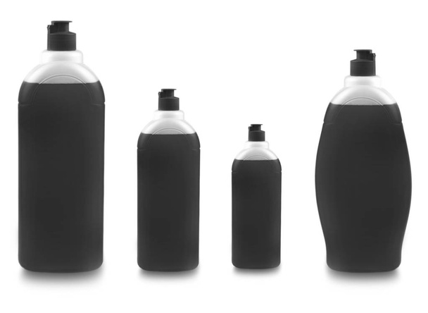 Σετ μαύρη μπουκάλια με απορρυπαντικό πιάτων - Φωτογραφία, εικόνα