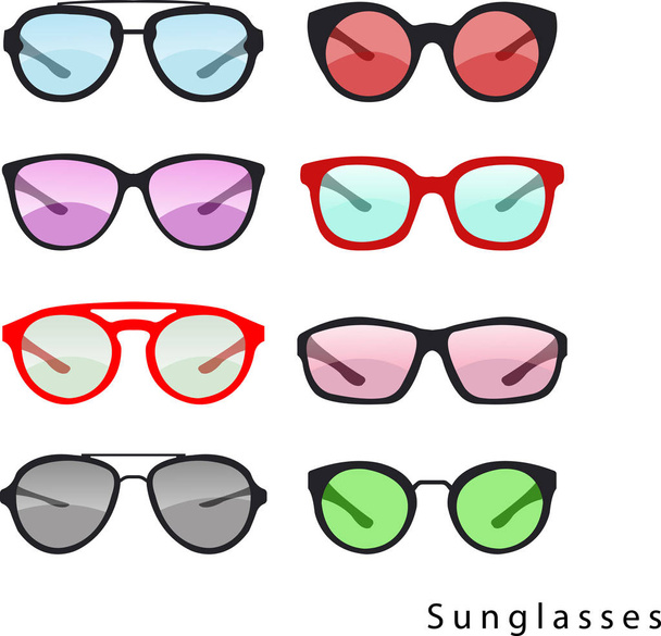 Set moderner Sonnenbrillen mit Schatten - Vektor, Bild