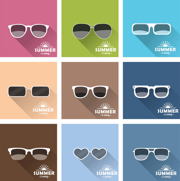 set of modern sunglasses with shadows - Vector, Image