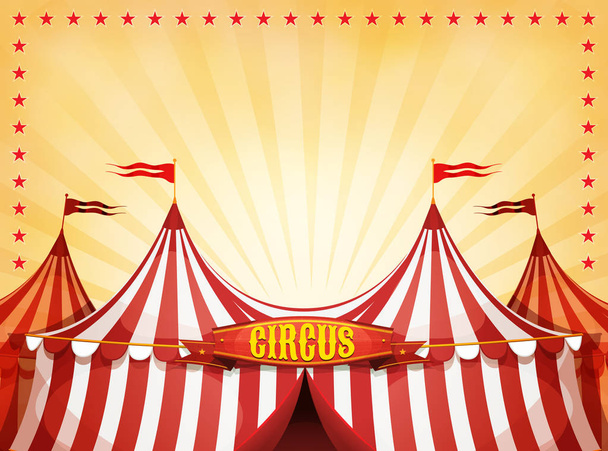 Иллюстрация горизонтального фона ретро цирка
 - Вектор,изображение