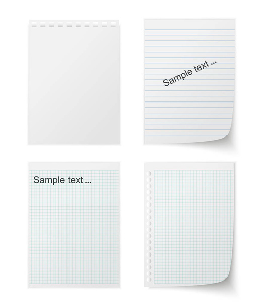 Collection of various white papers, leaves for the label ready for Your message. Vector illustration - Vecteur, image