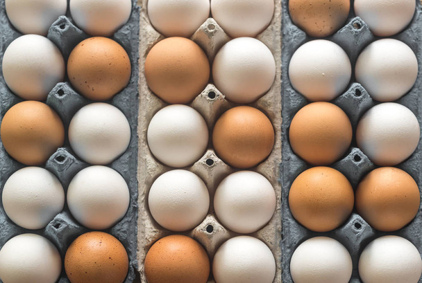 Курячі яйця в лотку клітини
 - Фото, зображення