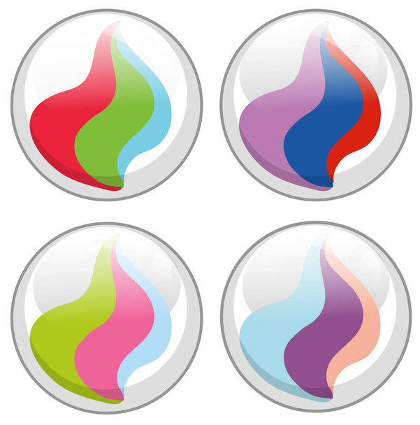 Four designs of glass marbles - Vector, Image