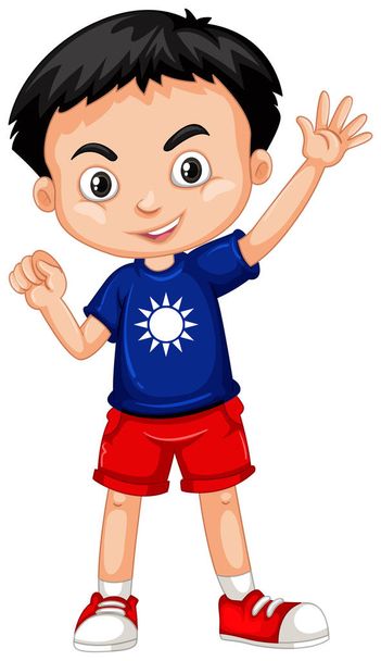 青いシャツを着て台湾の少年 - ベクター画像