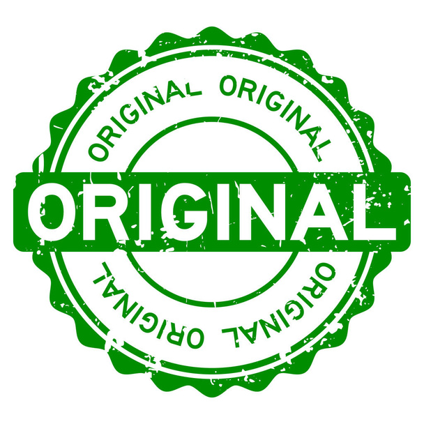 Зеленая оригинальная круглая резиновая печать на белом фоне
 - Вектор,изображение