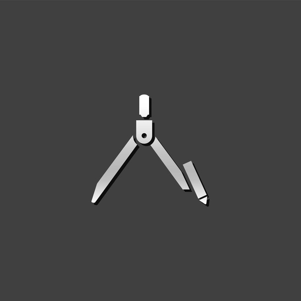 Metallic Icon - Drawing compass - Vector, Image