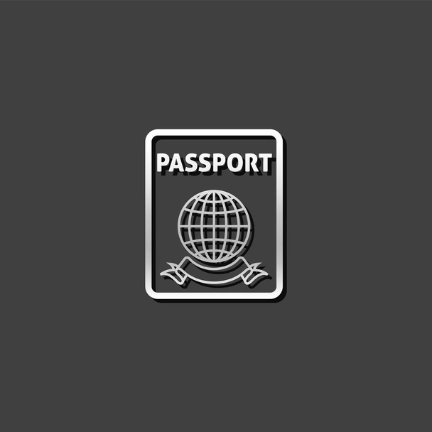 Metalik Icon - pasaport - Vektör, Görsel