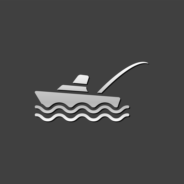 Kovové ikona - rybářský člun - Vektor, obrázek