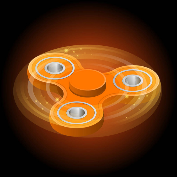 Isometric 3d vector a orange fidget spinner or hand spinner. Fidget toy for increased focus, stress relief. - Vector, Image