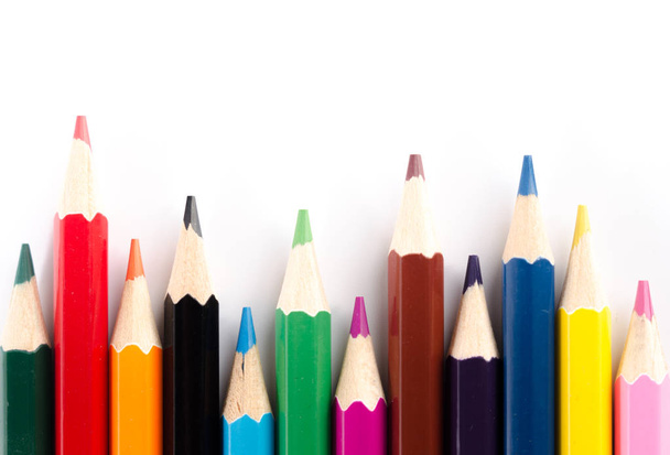 Colored pencils on white background - Fotografie, Obrázek