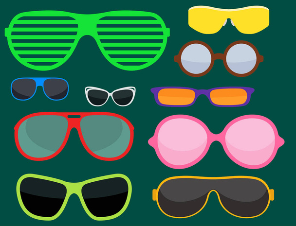 Set de gafas de sol de moda accesorios gafas de sol marco de plástico gafas modernas vector ilustración
. - Vector, Imagen