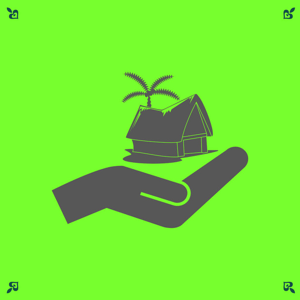 plaj kulübe ve bir palmiye ağacı  - Vektör, Görsel