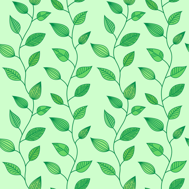 Patrón sin costuras con hojas decorativas, fondo de verano y primavera
 - Vector, imagen