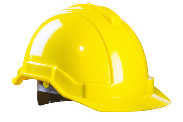 Beyaz izole sarı inşaat güvenlik kask - Fotoğraf, Görsel