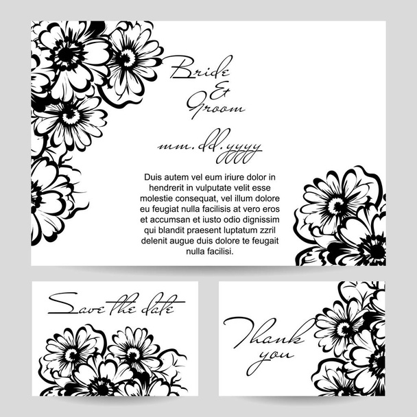 Vintage floral wedding invitation card - Διάνυσμα, εικόνα