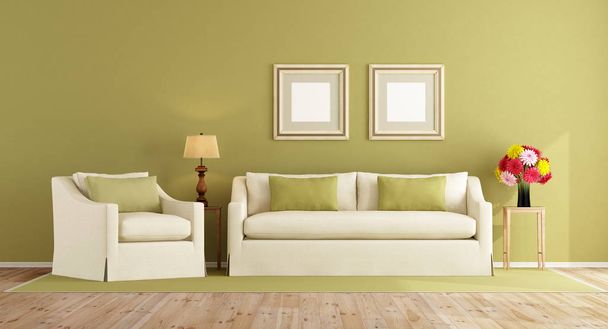 Πράσινο σαλόνι σε κλασικό στυλ - Φωτογραφία, εικόνα