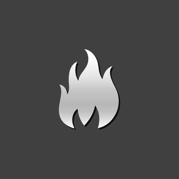 Μεταλλικό εικονίδιο - αυτοκίνητο στην πυρκαγιά - Διάνυσμα, εικόνα