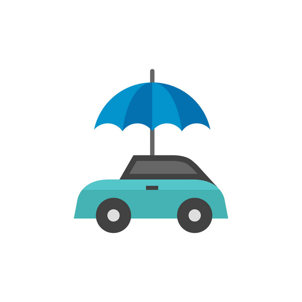 Ícone plano - Carro e guarda-chuva
 - Vetor, Imagem