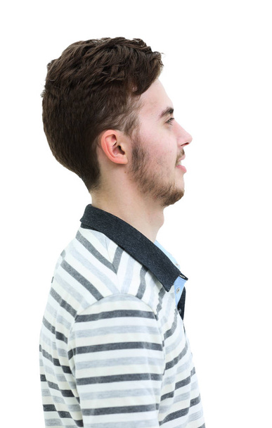 Man profile face over white background. Space to insert text. - Foto, Imagen