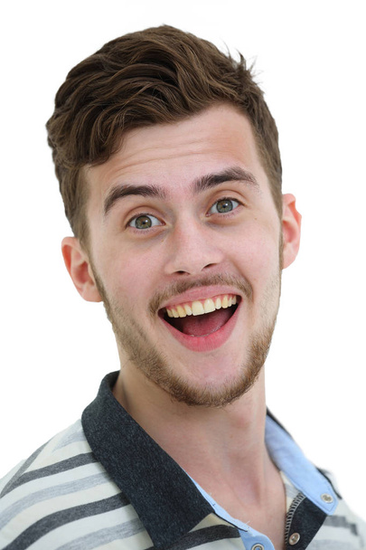 Close-up portrait of attractive young man on white background - Photo, image