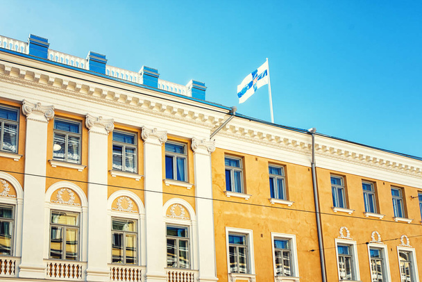 Fasada budynku w Helsinki, Finlandia - Zdjęcie, obraz