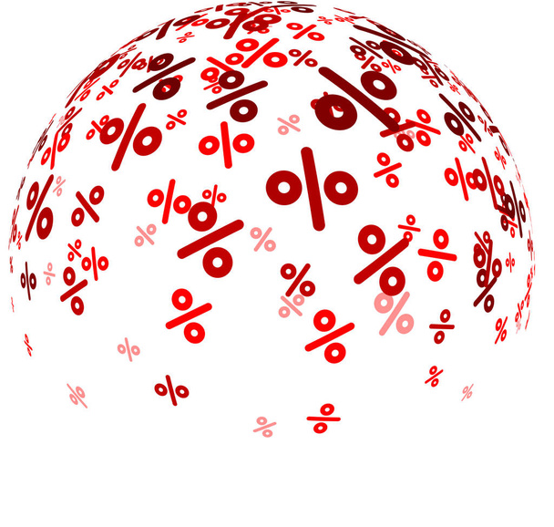 Sale ball with red percent. - Vector, Image